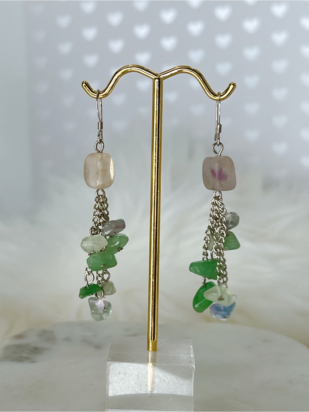 Quartz amethyst silver 2” gemstone earrings